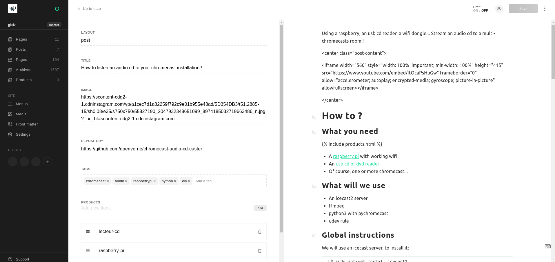 github pages cms jekyll forestry